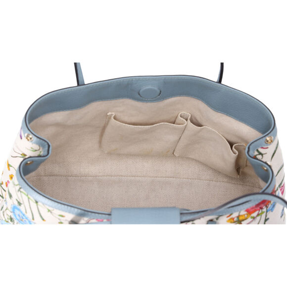 GUCCI Flora Tote Bag 358470 Cream Light Blue Multi Canvas Leather - Picture 7 of 7